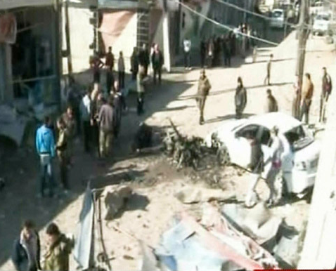 Qatana i dag efter eksplosionen (foto: SANA).