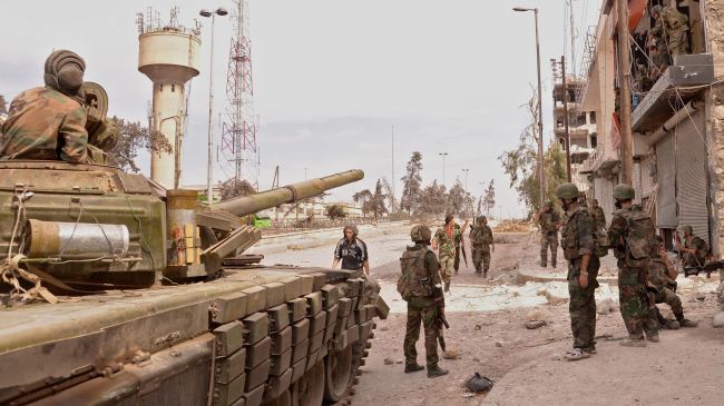 Syriske regeringsstyrker i Aleppo. 