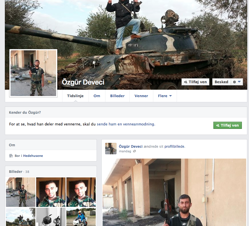 Özgür Devecis offentlige Facebook, der tydeligt er stolt dekoreret til fremvisning af hans ekstremistiske aktiviteter. 